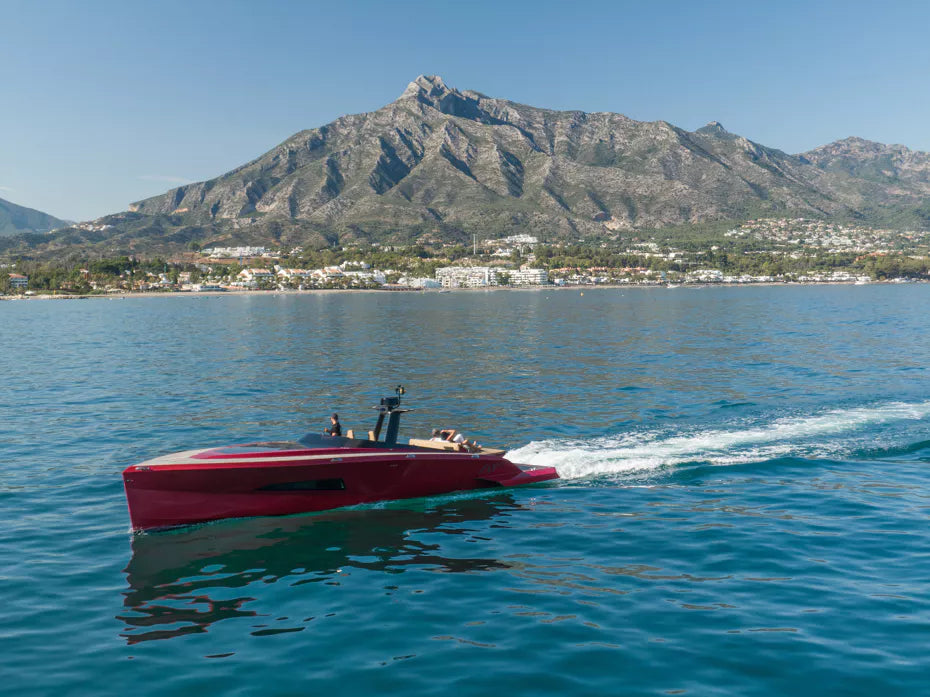 Sports yacht cruising near Puerto Banús, Marbella